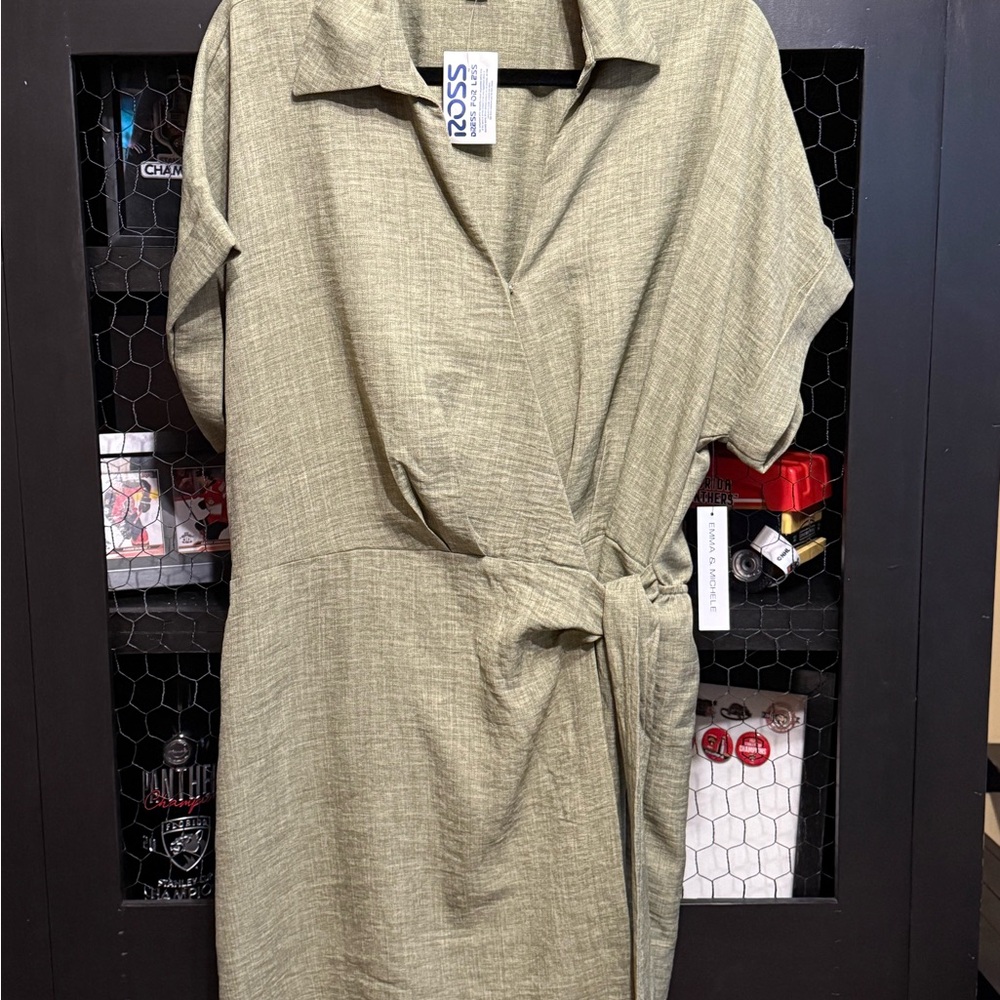 Emma & Michele Olive Wrap Midi Dress